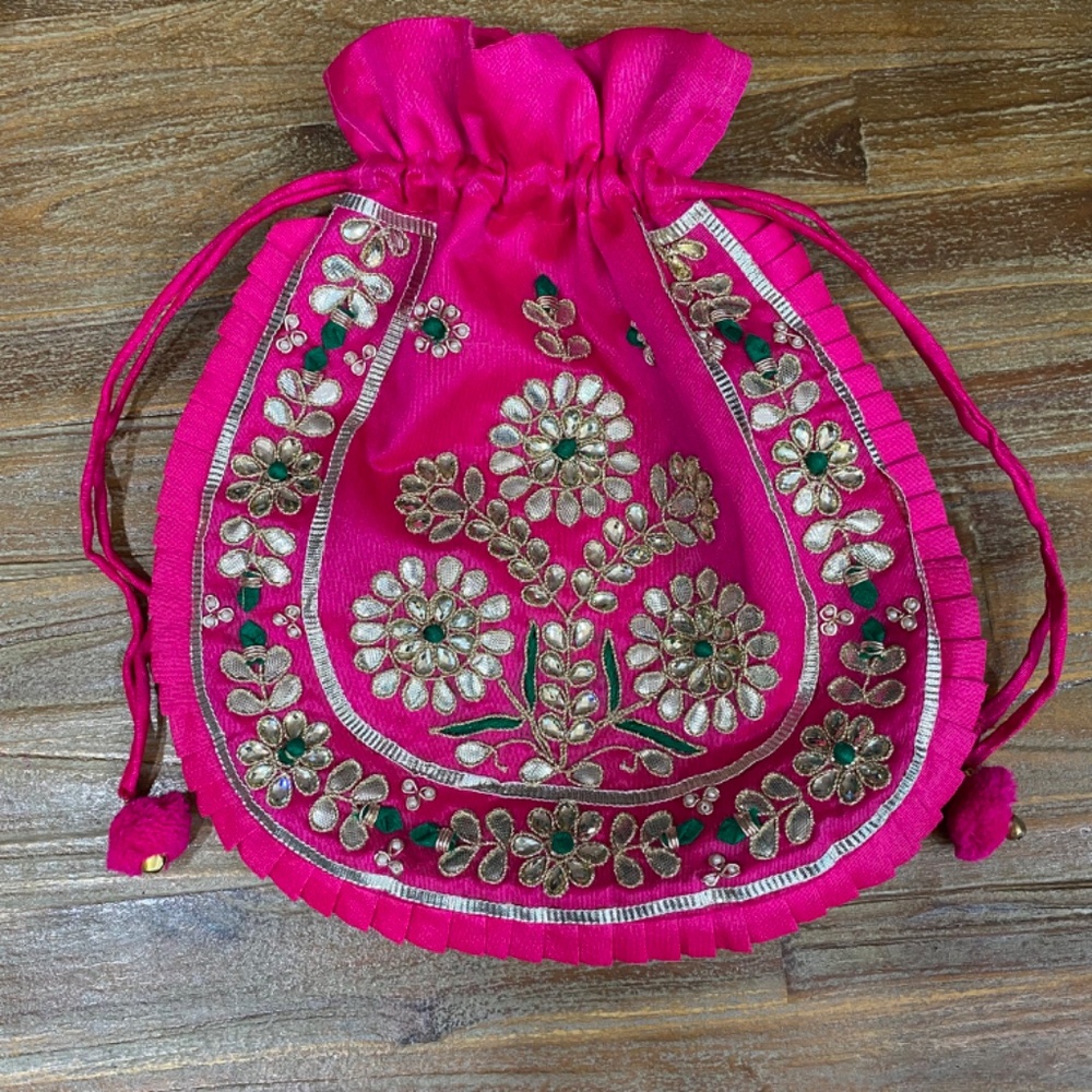 Embroidered and Embellished Drawstring Pouch - Picture 3 of 4